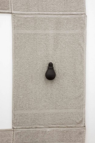 Paul Lee, Untitled (hand towels with bulbs), 2013 (detail), Michael Lett