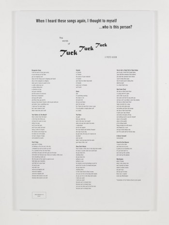 Richard Aldrich, When I Heard These Songs Again, I Thought To Myself...Who Is This Person? The Words of Tuck Tuck Tuck, 2013, Bortolami Gallery