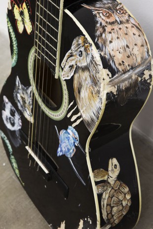 Olivier Millagou, Every Time I Kill An Animal With My Guitar It Appears Above (detail), 2014, Galerie Sultana
