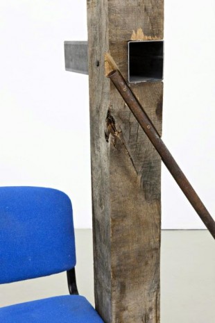 Oscar Tuazon, Steel, oak post, office chair (detail), 2011, STANDARD (OSLO)