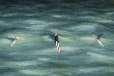 Dan Attoe, Surfers in Moonlight(detail), 2013, Peres Projects