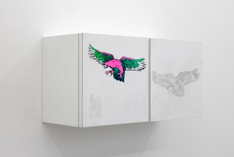 Kaz Oshiro, Wall Cabinet #9 (Pink eagle), 2006, galerie frank elbaz