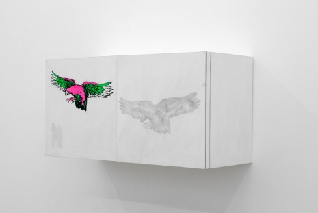 Kaz Oshiro, Wall Cabinet #9 (Pink eagle), 2006, galerie frank elbaz
