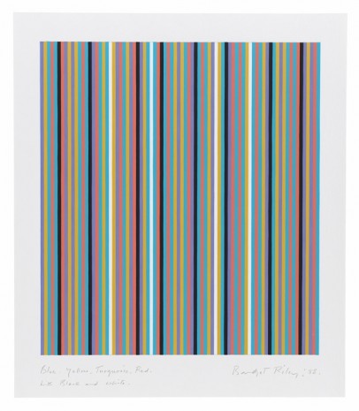 Bridget Riley, Blue, Yellow, Turquoise, Red with Black and White, 1982, David Zwirner