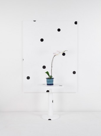 Margaret Lee, (Shiro Kuramata Kyoto Round Table) + Dot Painting + Orchid, 2014, Anton Kern Gallery