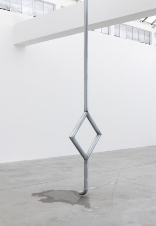Jason Dodge, A rain pipe that is connected to the gutter on the roof so that when it rains, the rain is diverted into the gallery, 2014, Galleria Franco Noero