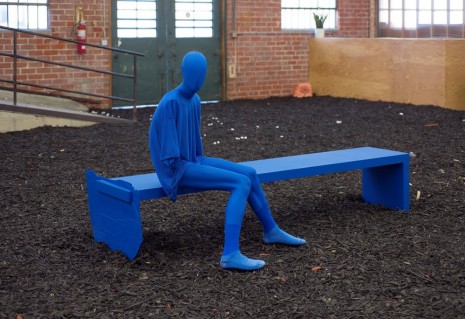 Sayre Gomez, Bench with Figure (’Angst’ Model) in Cerulean, 2014, Ghebaly Gallery