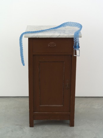 Valentin Carron, Belt on small cabinet, 2014, 303 Gallery