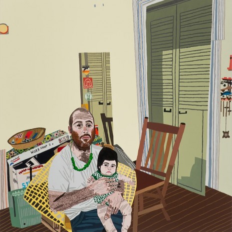 Jonas Wood, Self Portrait with Momo, 2014, David Kordansky Gallery