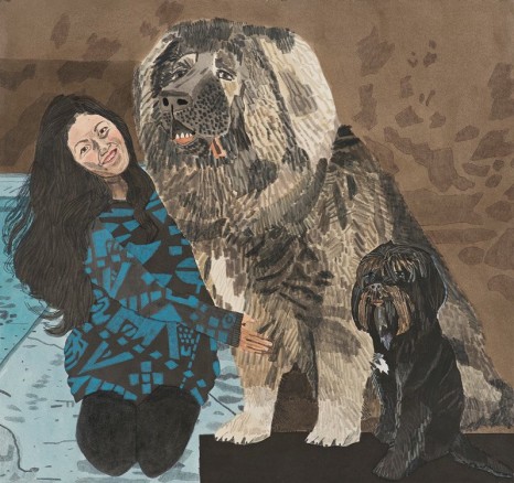 Jonas Wood, Shio with 2 Dogs, 2014, David Kordansky Gallery
