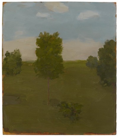 Albert York, Landscape with Four Trees, Bush and Pond, 1981, Matthew Marks Gallery