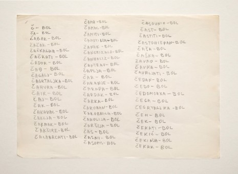 Mladen Stilinović, Č – Bol (Riječnik) / Č – Pain (Dictionary) (detail), 1979-1980, galerie frank elbaz