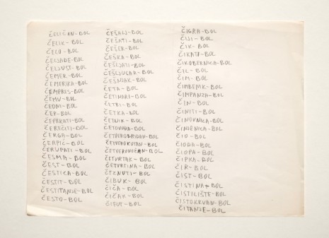Mladen Stilinović, Č – Bol (Riječnik) / Č – Pain (Dictionary) (detail), 1979-1980, galerie frank elbaz