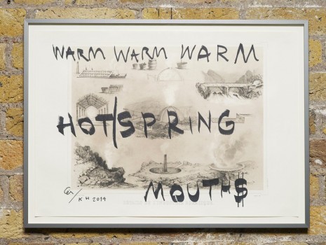 Ei Arakawa and Karl Holmqvist, Untitled (WARM WARM WARM HOT/SPRING MOUTH$), 2014, Hollybush Gardens