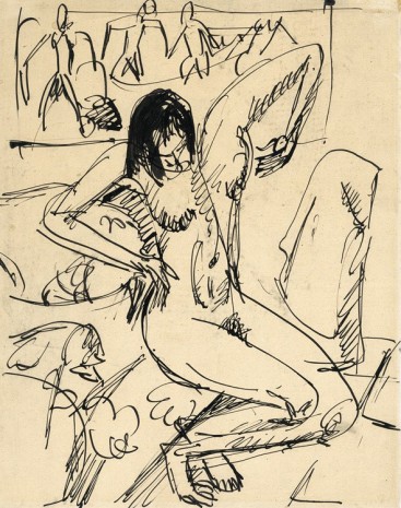 Ernst Ludwig Kirchner, Akt auf dem Sofa (Nude on a couch), ca. 1912, Aurel Scheibler