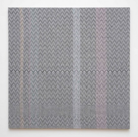 Heather Cook, Shadow Weave Black(13) and White(14) 8/4 Cotton 15 EPI and Painted Warp #1, 2014, Marianne Boesky Gallery