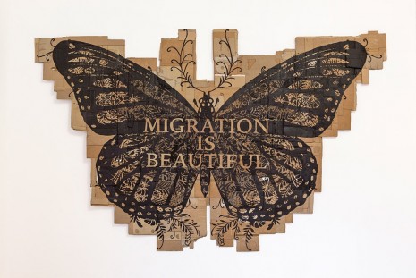 Andrea Bowers, Papillon Monarque (Migration is Beautiful), 2014, kaufmann repetto