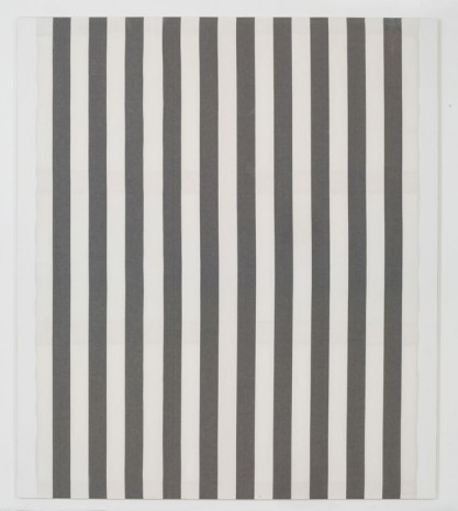 Daniel Buren, Peinture acrylique blanche sur tissu rayé blanc et noir, September-October 1966, Galleria Continua