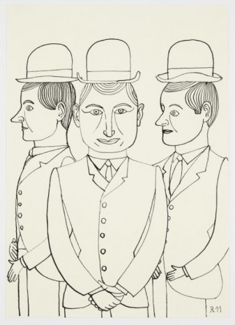 Christoph Ruckhäberle, Untitled (Three staring men folding hands), 2011, Galleri Nicolai Wallner