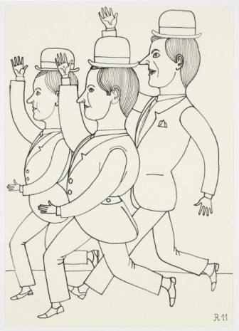 Christoph Ruckhäberle, Untitled (Three dancing men with hands above head), 2011, Galleri Nicolai Wallner