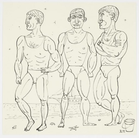 Christoph Ruckhäberle, Untitled (Three men on beach and ship), 2011, Galleri Nicolai Wallner