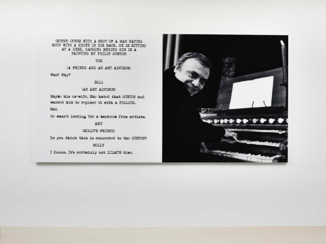 John Baldessari, Pictures & Scripts: A man eating soup with a knife in his back., 2015, Marian Goodman Gallery