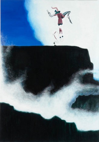 Nader Ahriman, Die andere Gestalt des Selbstbewußtseins (Hirte) hebt die leblose Gestalt des Selbstbewußtseins (Hirtin) auf und erklimmt den Gipfel bis zum Grat des Feuerbergs, 2006, Gerhardsen Gerner