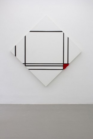 Sylvie Fleury, Composition dans le carré avec coin rouge, peinture n°3, 1992, Meyer Riegger