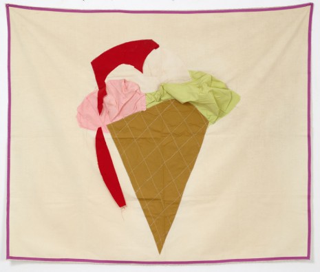 Poul Gernes, Untitled (Ice cream cone stitched onto white cloth), 1972, Galleri Bo Bjerggaard