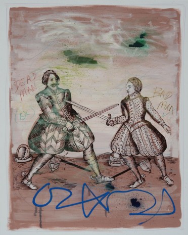 David Godbold, Untitled (Duelists with green clouds), 2015, Kerlin Gallery