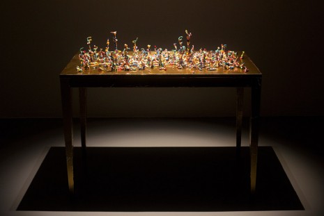 Nathalie Djurberg, Gold Table with Pills, 2015, Giò Marconi