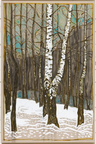 Billy Childish, birch trees winter, 2015, Lehmann Maupin