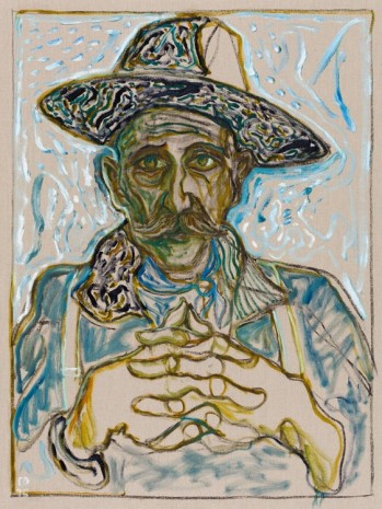 Billy Childish, self portrait in hat, 2015, Lehmann Maupin