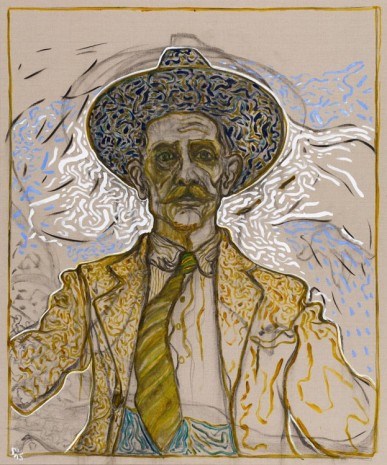 Billy Childish, self portrait with tie, 2015, Lehmann Maupin