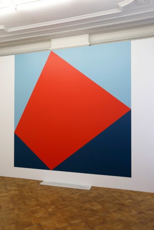 Angela Bulloch, Square, Rhombus Wall Painting Pale Blue, Red and Dark Blue, 2015, Galerie Micheline Szwajcer (closed)