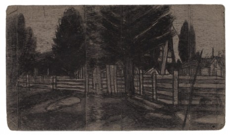 James Castle, Untitled (Farmscape with Fence), n.d., Frith Street Gallery
