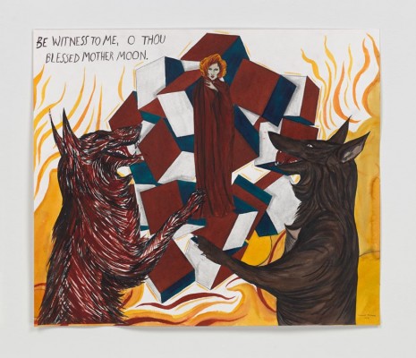 Marcel Dzama and Raymond Pettibon, Be witness to me, O thou blessed Mother Moon, 2016, David Zwirner