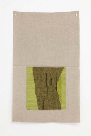 Helen Mirra, Typewriter drawing, precommencement (lichendyed brown-green, yellow-green, dark green), 2015, Galerie Nordenhake