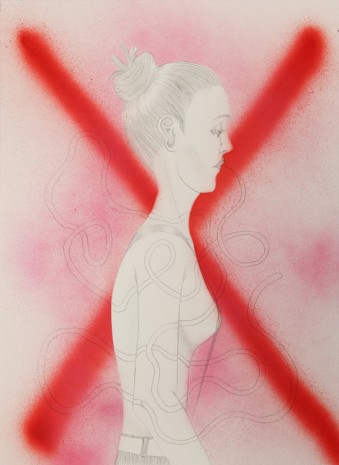 Ed Templeton, Untitled (Girl with red X), 2015, Tim Van Laere Gallery