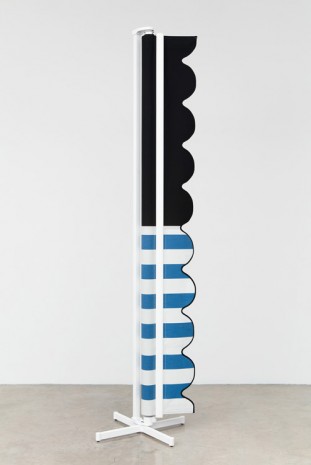Nicole Wermers, Vertical Awning (blue stripes & black), 2016, Tanya Bonakdar Gallery