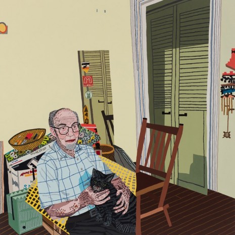 Jonas Wood, Rosy In My Room With His Cat, 2016, Anton Kern Gallery