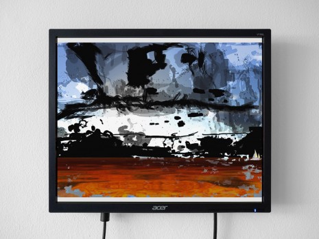 Petra Cortright, Clouds Over the Ocean_with_dark_painting, 2017, 1301PE