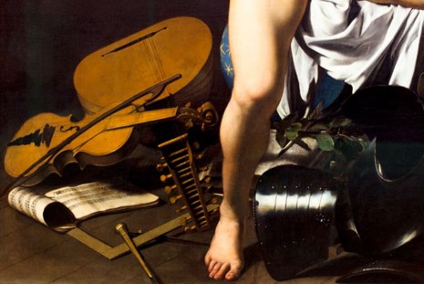 Yossi Breger, Love Conquers All (detail from Amor Vincit Omnia, Caravaggio, Rome, 1601-1602), Gemäldegalerie, Berlin, 2011, Dvir Gallery