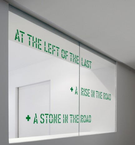 Lawrence Weiner, THE SECOND ONE AFTER & DIRECTLY IN FRONT IN FRONT OF THE SUN AT THE LEFT OF THE LAST + A RISE IN THE ROAD + A STONE IN THE ROAD BEHIND THE SUN & STRAIGHT ON, 1998, Marian Goodman Gallery