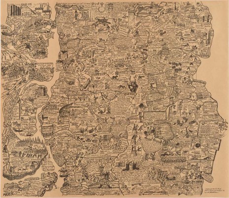 Öyvind Fahlström, Sketch for World Map – Part I (Americas, Pacific), 1972, Aurel Scheibler