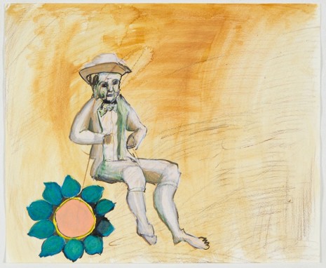 Sofi Brazzeal, Untitled (man with hat and flower), 2016, Martos Gallery
