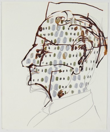 Sofi Brazzeal, Untitled (man's face, dots), 2016, Martos Gallery
