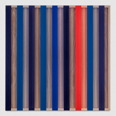 Brian Wills, Untitled (Red and Blue banded hovering thread), 2017, Praz-Delavallade
