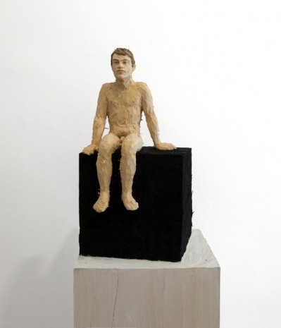 Stephan Balkenhol, Mann auf schwarzem Würfel, 2017 , Galerie Thaddaeus Ropac