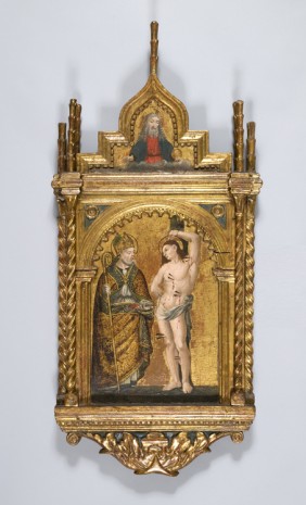 , Gilt altarpiece depicting Saint Sebastian, 15th century, Ingleby Gallery